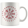Norse Vegvisir Elder Futhark Runes White Ceramic Coffee Mug 11ozDrinkwareRed Design