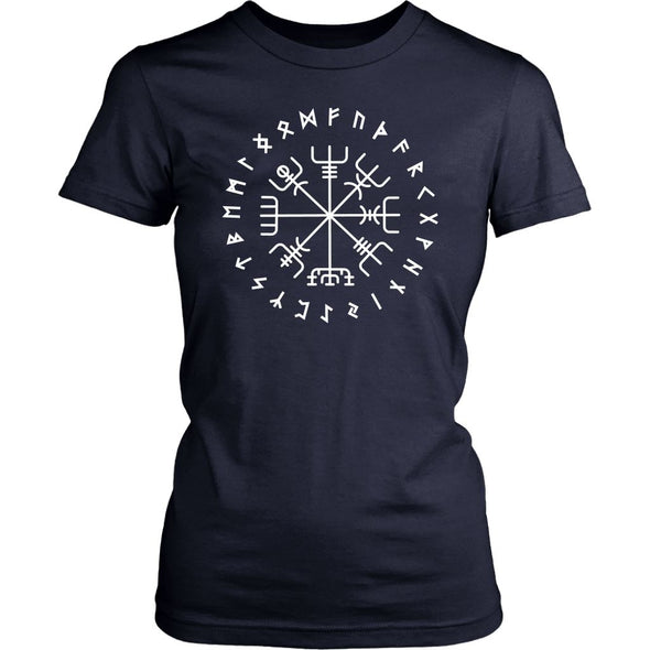 Norse Vegvisir Elder Futhark Runes Womens T-ShirtT-shirtDistrict Womens ShirtNavyXS