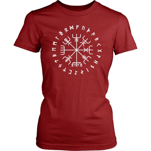 Norse Vegvisir Elder Futhark Runes Womens T-ShirtT-shirtDistrict Womens ShirtRedXS