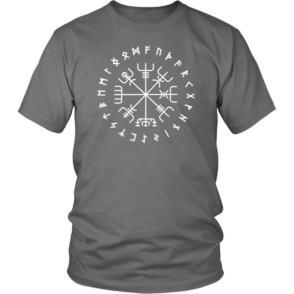 Norse Vegvisir Elder Runes Cotton T-ShirtT-shirtDistrict Unisex ShirtGreyS
