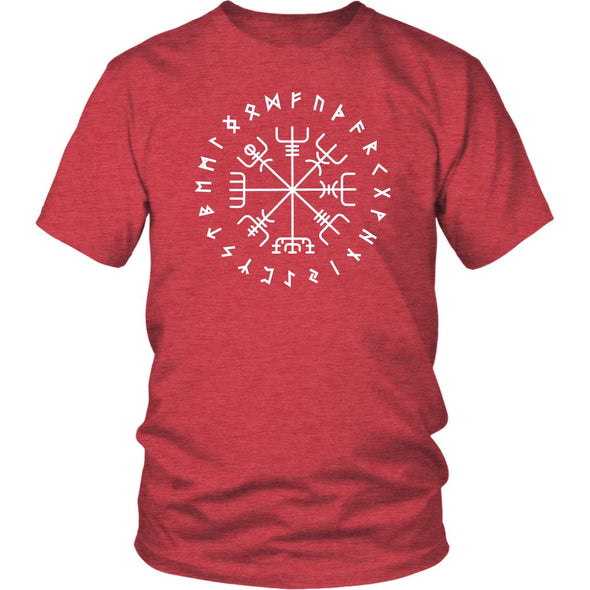 Norse Vegvisir Elder Runes Cotton T-ShirtT-shirtDistrict Unisex ShirtHeather RedS