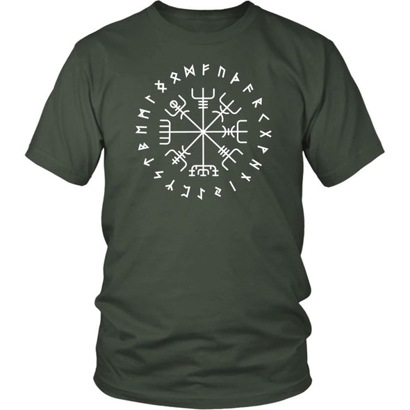 Norse Vegvisir Elder Runes Cotton T-ShirtT-shirtDistrict Unisex ShirtOliveS