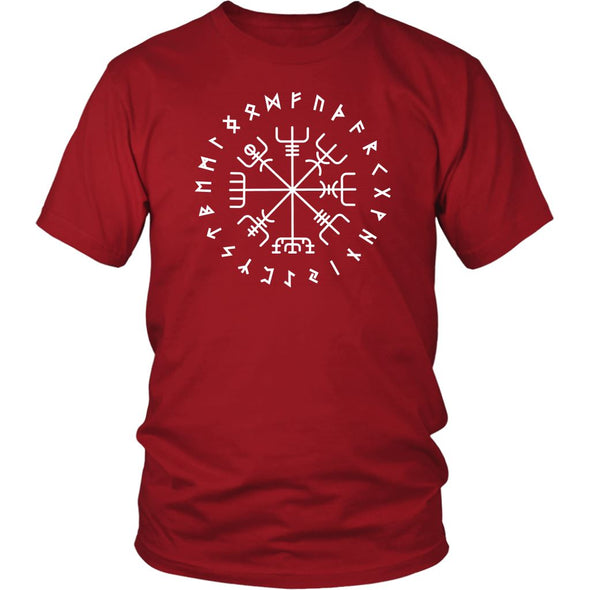 Norse Vegvisir Elder Runes Cotton T-ShirtT-shirtDistrict Unisex ShirtRedS