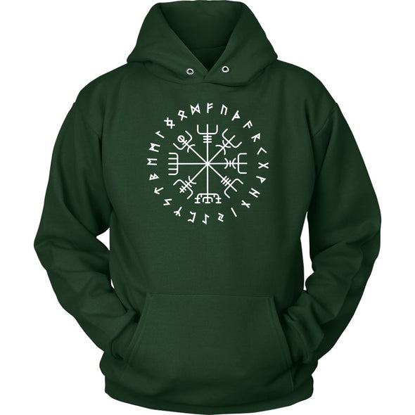 Norse Vegvisir Elder Runes HoodieT-shirtUnisex HoodieDark GreenS