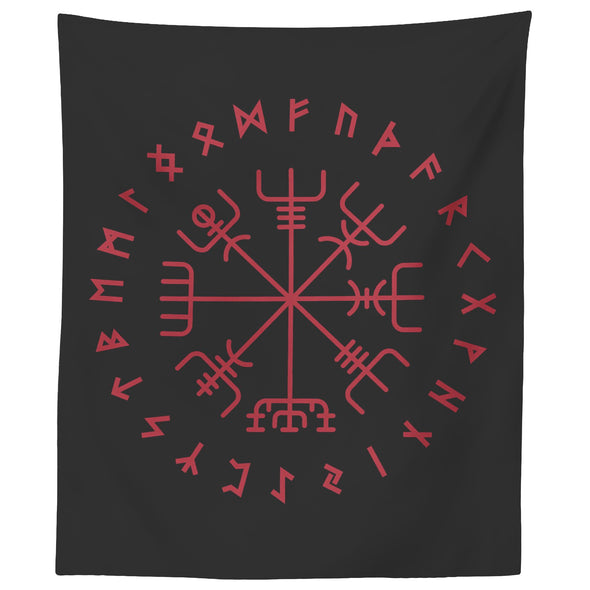 Norse Vegvisir Futhark Runes TapestryTapestries60" x 50"