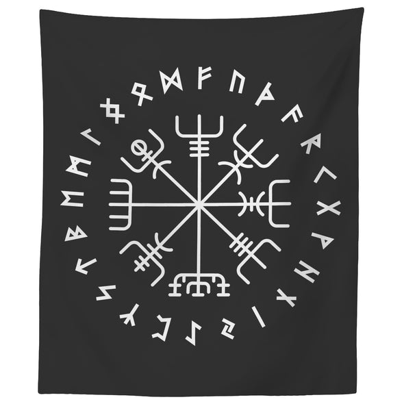 Norse Vegvisir Futhark Runes Wall TapestryTapestries60" x 50"