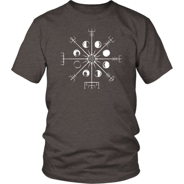 Norse Vegvisir Moons Cotton T-ShirtT-shirtDistrict Unisex ShirtHeather BrownS