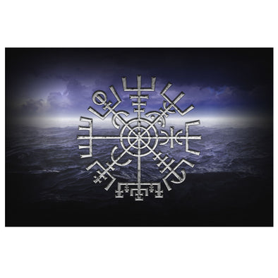 Norse Vegvisir Ocean Canvas Wall ArtCanvas Wall Art 38 x 12