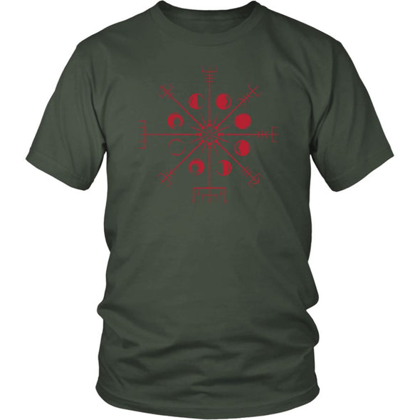 Norse Vegvisir Red Moons Cotton T-ShirtT-shirtDistrict Unisex ShirtOliveS