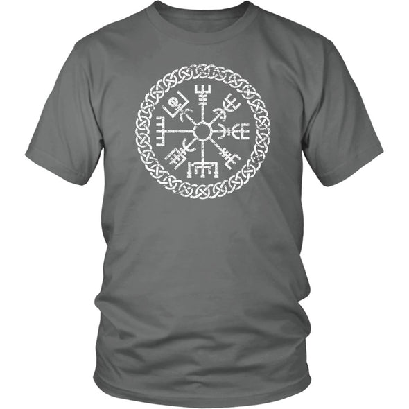 Norse Vegvisir Viking Compass Knotwork Cotton T-ShirtT-shirtDistrict Unisex ShirtGreyS