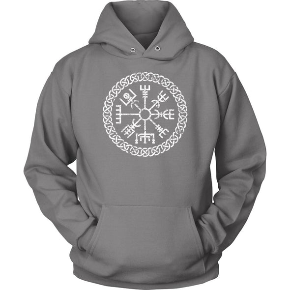 Norse Vegvisir Viking Compass Knotwork HoodieT-shirtUnisex HoodieGreyS