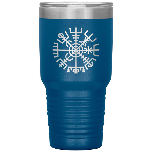 Norse Vegvisir Viking Compass Wayfinder Etched Tumbler 30ozTumblersBlue