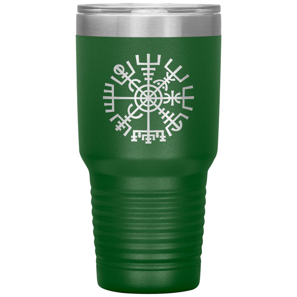 Norse Vegvisir Viking Compass Wayfinder Etched Tumbler 30ozTumblersGreen