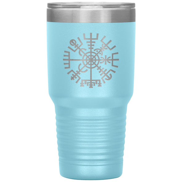 Norse Vegvisir Viking Compass Wayfinder Etched Tumbler 30ozTumblersLight Blue