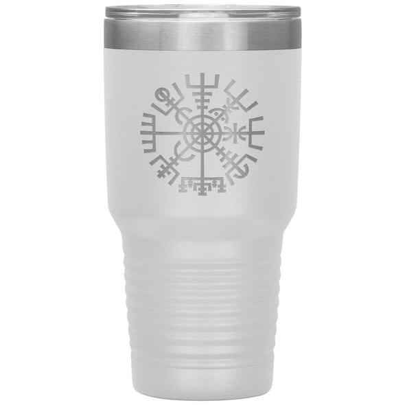 Norse Vegvisir Viking Compass Wayfinder Etched Tumbler 30ozTumblersWhite