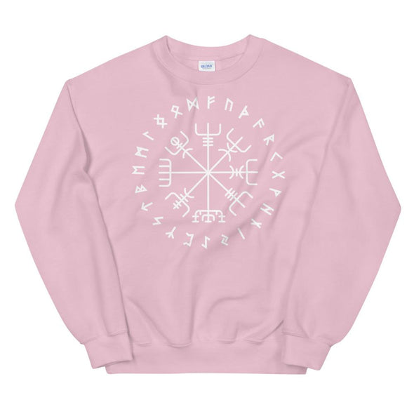 Norse Vegvisir Wayfinder Compass Elder Futhark Runes SweatshirtLight PinkS