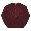 Norse Vegvisir Wayfinder Red Elder Futhark Runes SweatshirtMaroonS