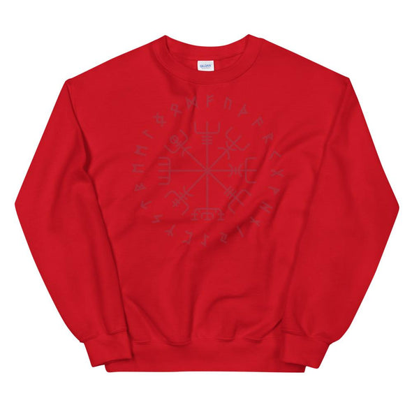 Norse Vegvisir Wayfinder Red Elder Futhark Runes SweatshirtRedS