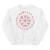 Norse Vegvisir Wayfinder Red Elder Futhark Runes SweatshirtWhiteS