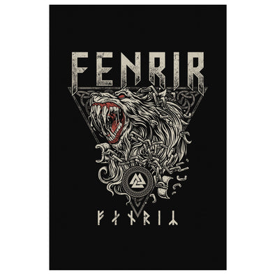 Norse Viking Fenrir Wolf Canvas ArtCanvas Wall Art 28 x 12