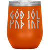 Norse Viking Merry Yule 12 oz TumblerWine TumblerOrange