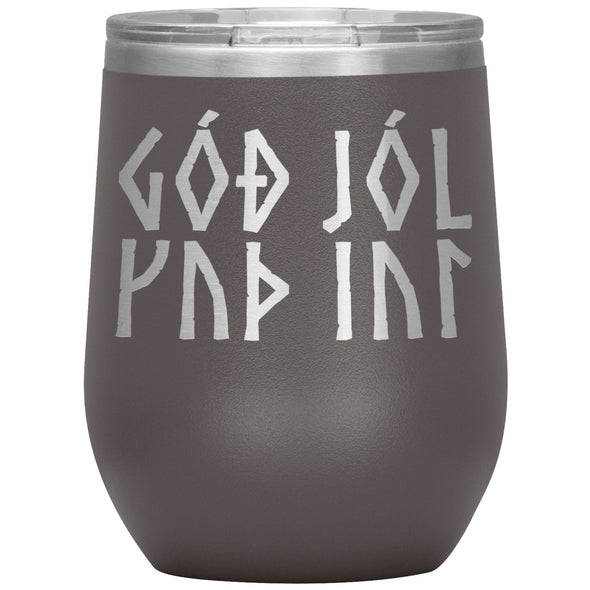 Norse Viking Merry Yule 12 oz TumblerWine TumblerPewter