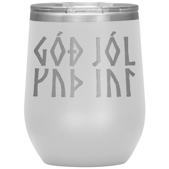 Norse Viking Merry Yule 12 oz TumblerWine TumblerWhite