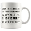 Norse Viking Quote Sword and Sharp Mind White Ceramic Coffee Mug 11ozDrinkwareVersion 2