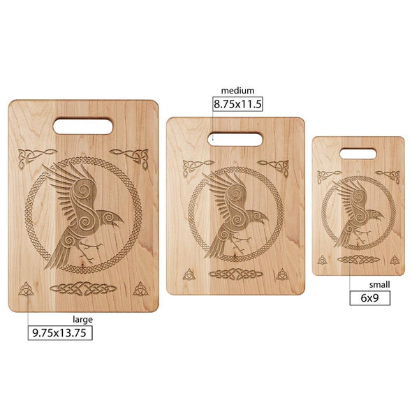 Norse Viking Raven Maple Wood Cutting Board