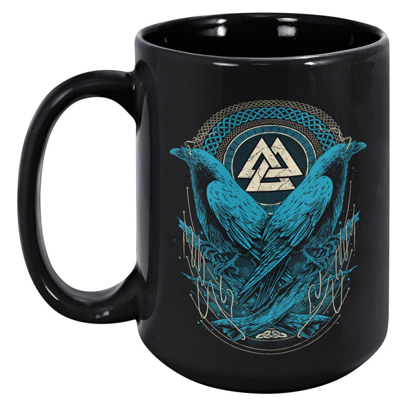 Norse Viking Raven Valknut Coffe Mug Nordic Mythology Pagan CupCeramic Mugs15oz Black Mug