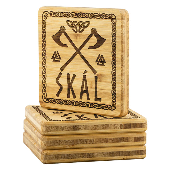 Norse Viking Skál Wood Coasters x4Coasters