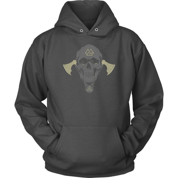 Norse Viking Skull Valknut HoodieT-shirtUnisex HoodieCharcoalS