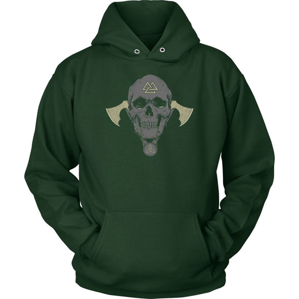 Norse Viking Skull Valknut HoodieT-shirtUnisex HoodieDark GreenS