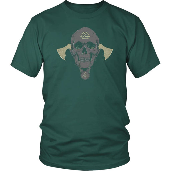 Norse Viking Skull Valknut T-ShirtT-shirtDistrict Unisex ShirtDark GreenS