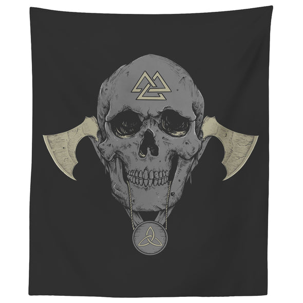 Norse Viking Skull Valknut TapestryTapestries60" x 50"