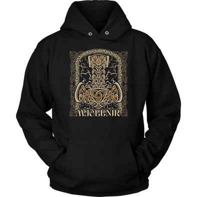 Norse Viking Thors Hammer Mjollnir HoodieT-shirtUnisex HoodieBlackS