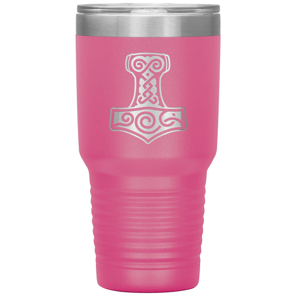 Norse Viking Thors Hammer Mjolnir Etched Tumbler 30ozTumblersPink