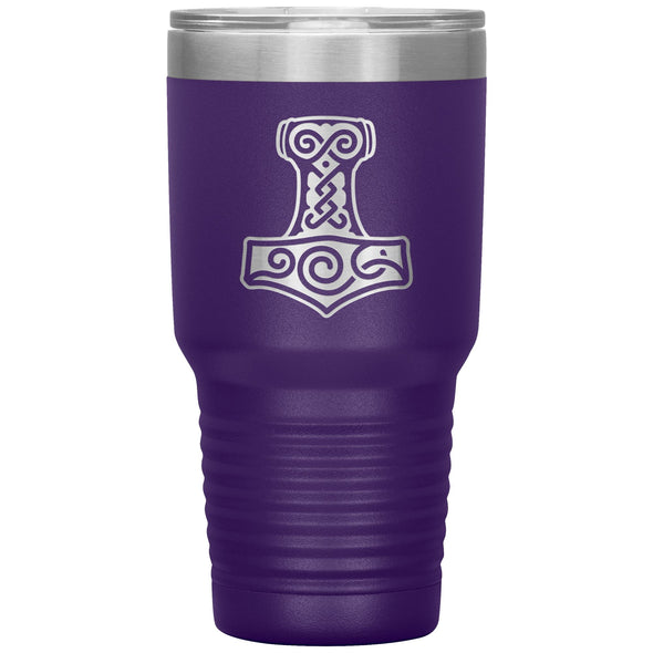 Norse Viking Thors Hammer Mjolnir Etched Tumbler 30ozTumblersPurple