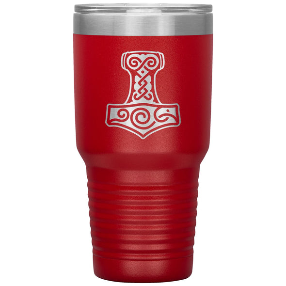 Norse Viking Thors Hammer Mjolnir Etched Tumbler 30ozTumblersRed