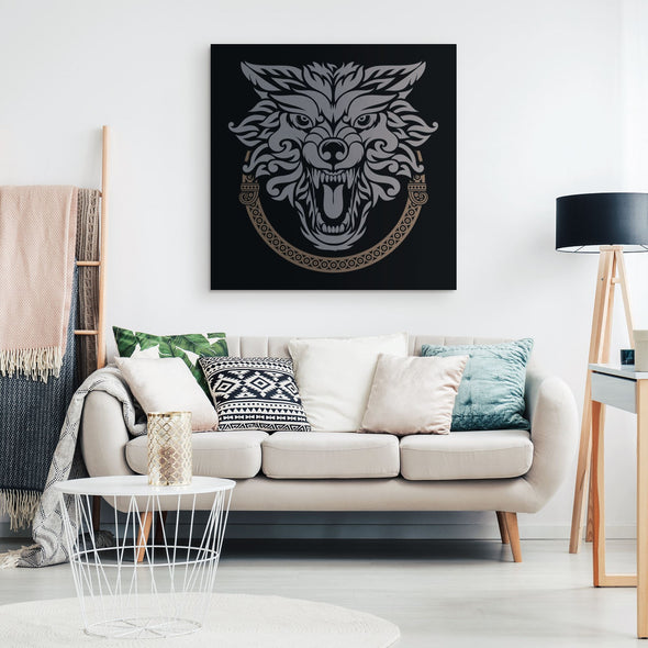 Norse Viking Wolf Square Canvas Wall ArtCanvas Wall Art 2