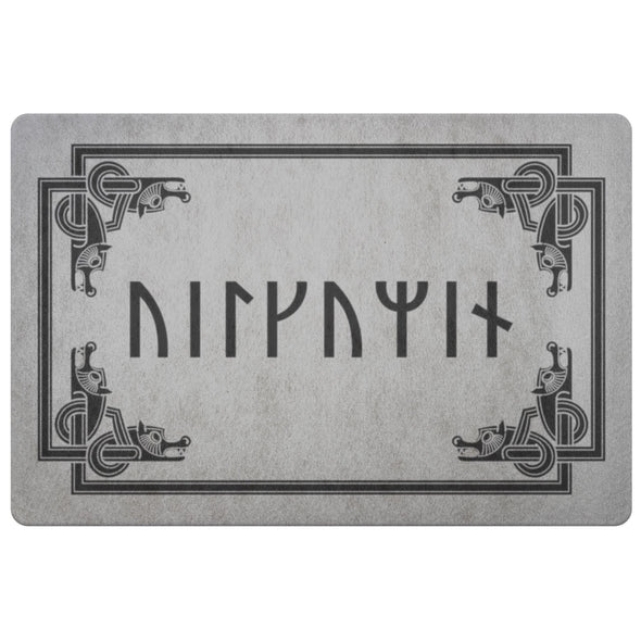 Norse Welcome Black Runes Wolf DoormatDoormatLight Grey