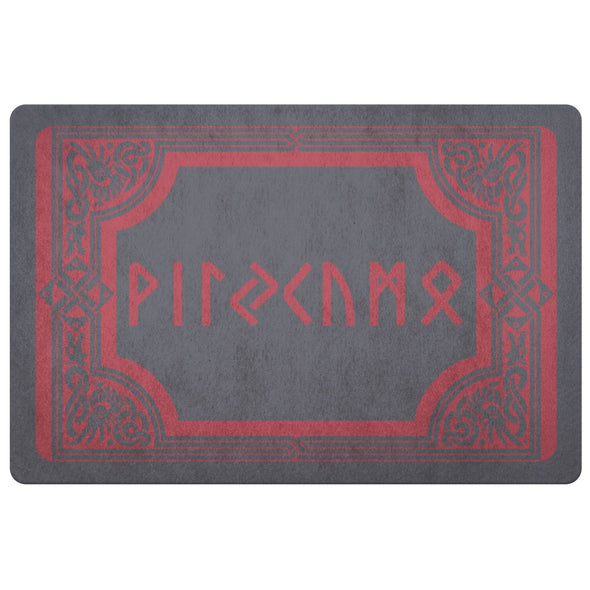 Norse Welcome Red Elder Runes Dragon DoormatDoormatDark Grey