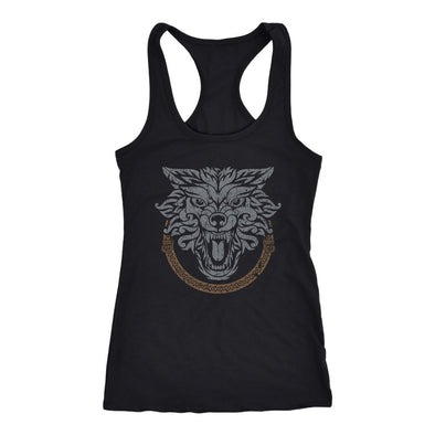 Norse Wolf Racerback Tank Top DistressedT-shirtNext Level Racerback TankBlackXS