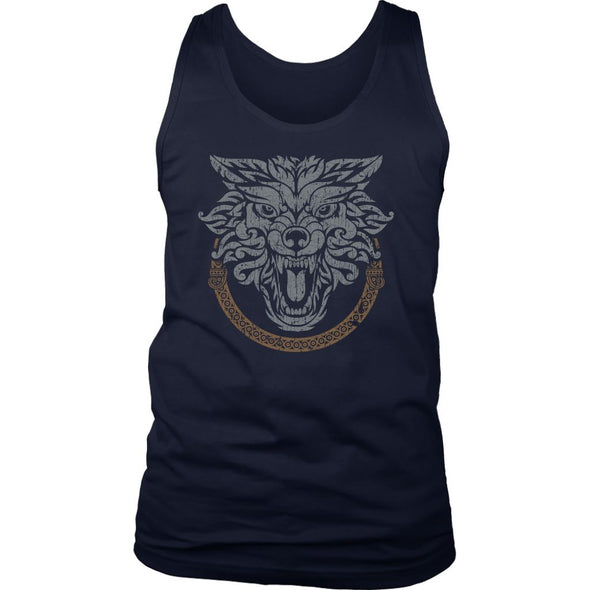 Norse Wolf Tank Top DistressedT-shirtDistrict Mens TankNavyS