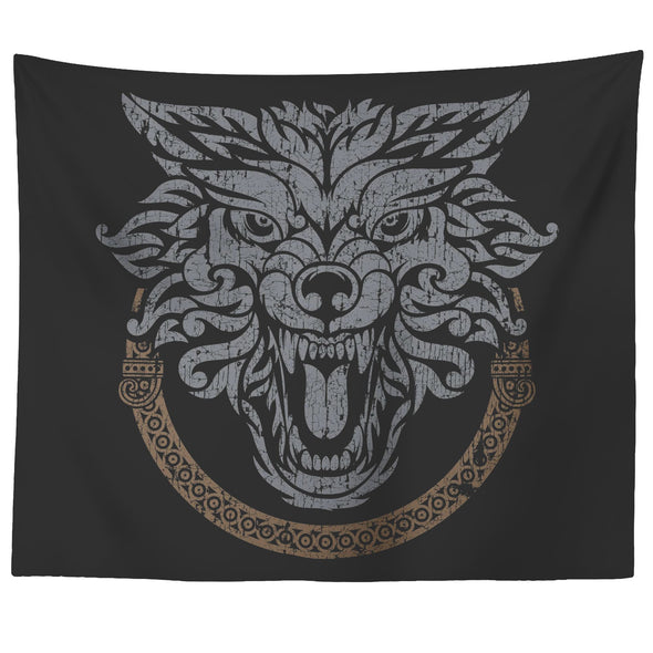 Norse Wolf Viking Wall Tapestry DistressedTapestries60" x 50"