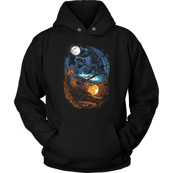 Norse Wolves Hati & Sköll HoodieT-shirtUnisex HoodieBlackS