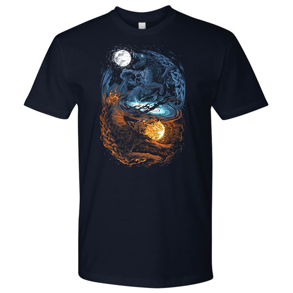 Norse Wolves Hati & Sköll T-ShirtT-shirtNext Level Mens ShirtNavyS