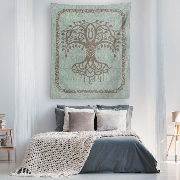 Norse Yggdrasil Runes Tree of Life Knotwork Wall TapestryTapestries