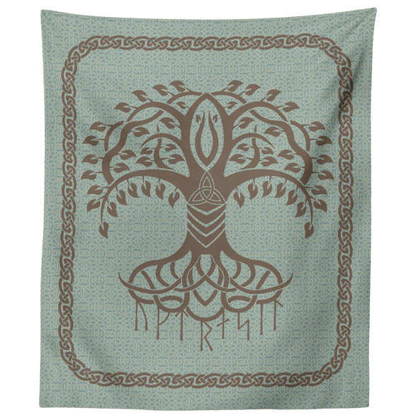 Norse Yggdrasil Runes Tree of Life Knotwork Wall TapestryTapestries60" x 50"