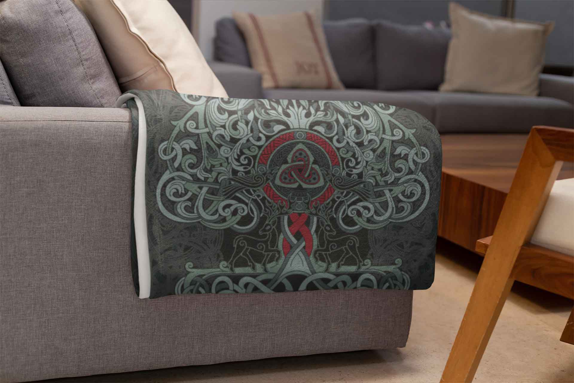 Cheap Vikings Ancient Tree of Life 3D Print Soft Throw Blanket